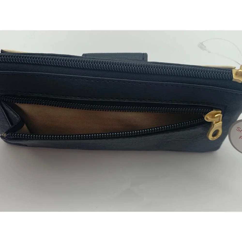 Relic Smartphone Friendly Wristlet Wallet Colorblock Black Brown‎ Cream